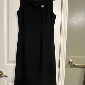 Donna Ricco Black Cowl Neck Sheath Midi Dress